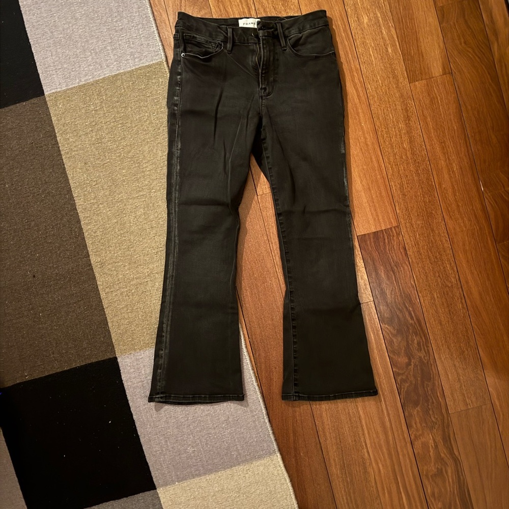 Frame Denim Black Flare Jeans - Le Crop Mini Boot